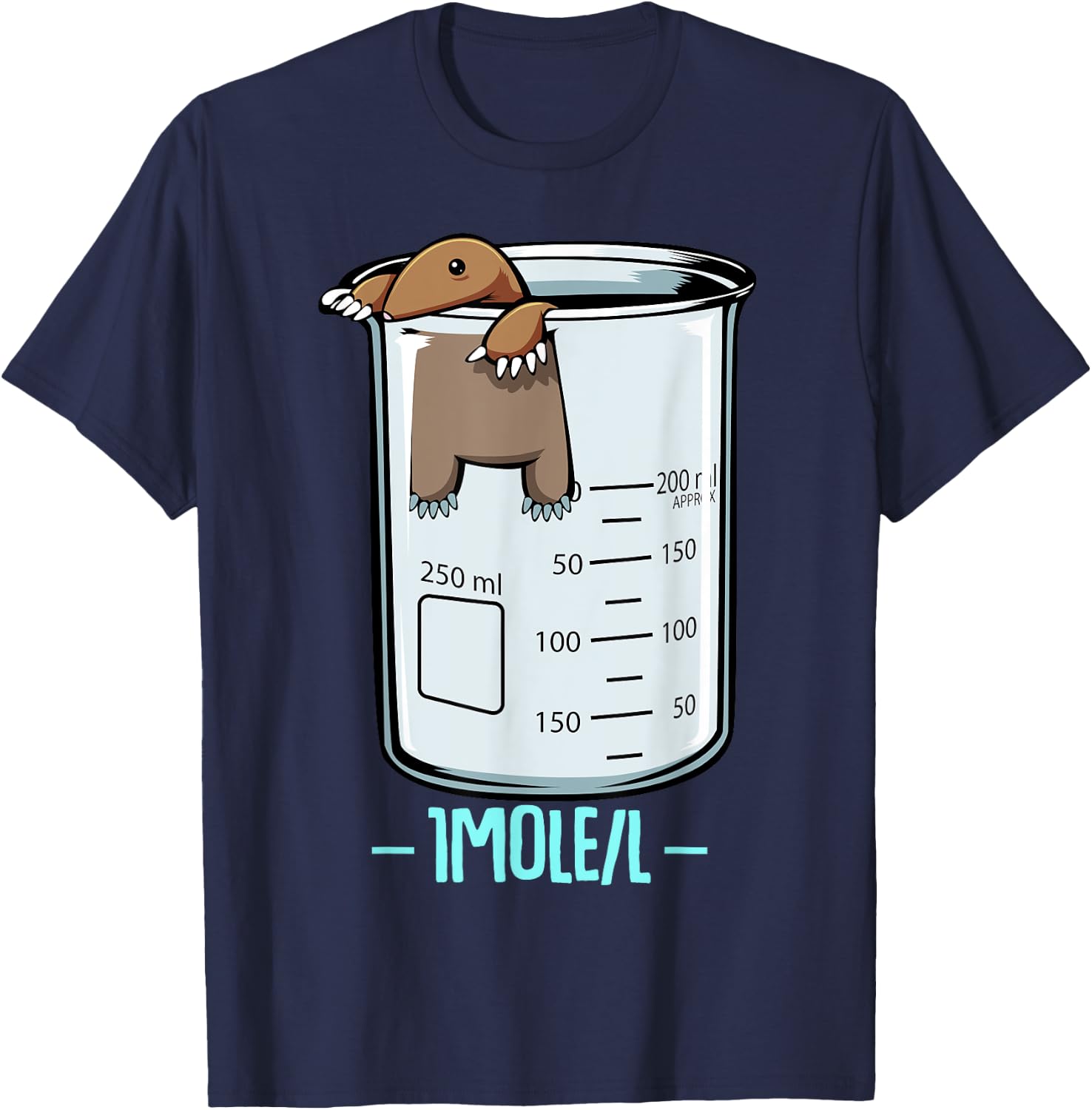 Funny Cute One Mole Per Litre Chemistry Avogadro's Day T-Shirt - T-Shirt | Navy
