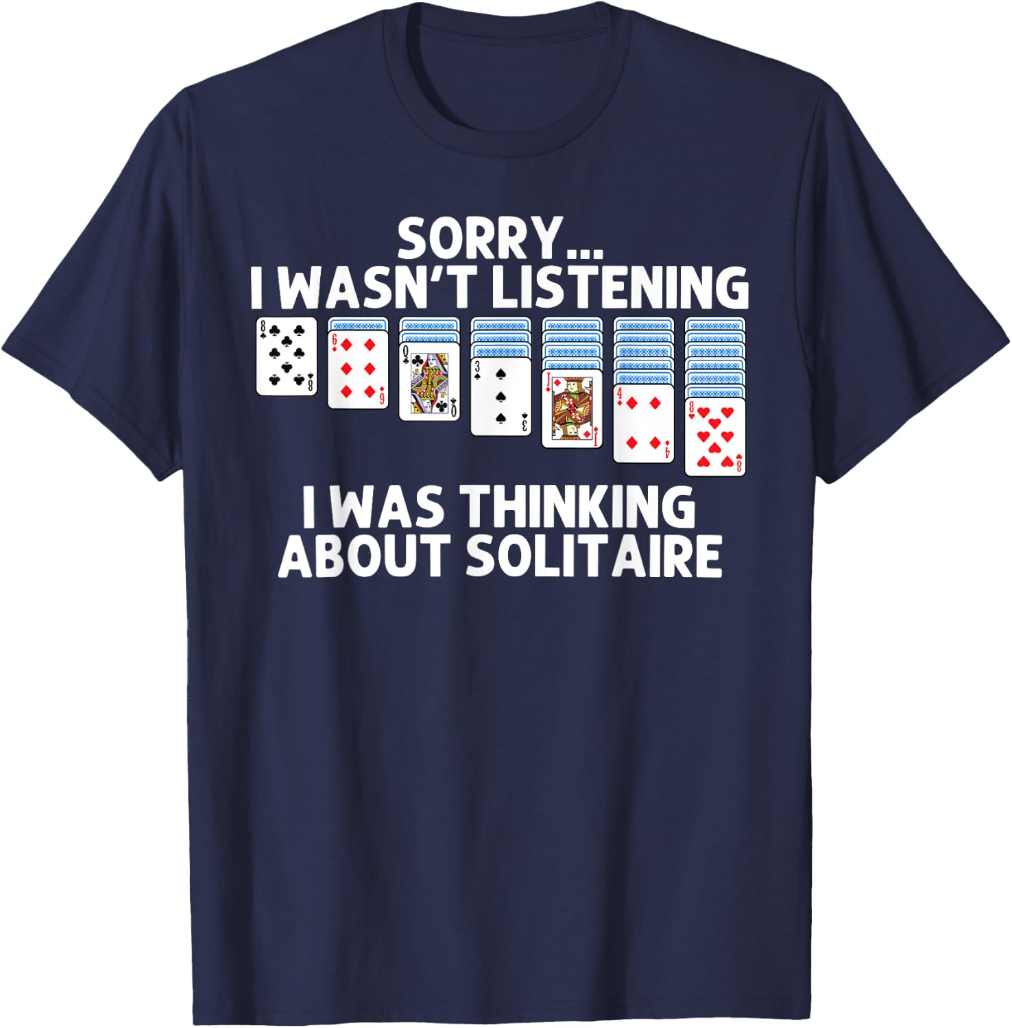 Solitaire Gift Women Card Game Player Solitaire Game T-Shirt - T-Shirt | Navy