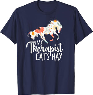My Therapist Eats Hay T-Shirt - T-Shirt | Navy