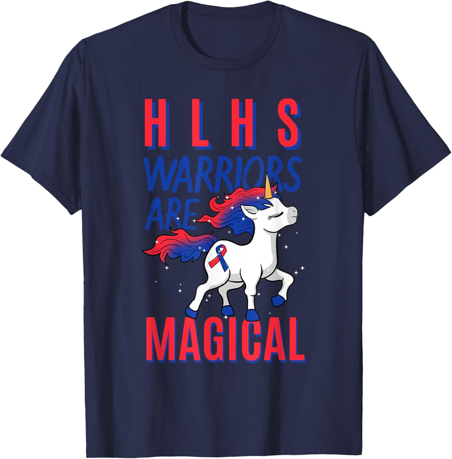 HLHS Warrior Hypoplastic Left Heart Syndrome Unicorn Lover T-Shirt - T-Shirt | Navy