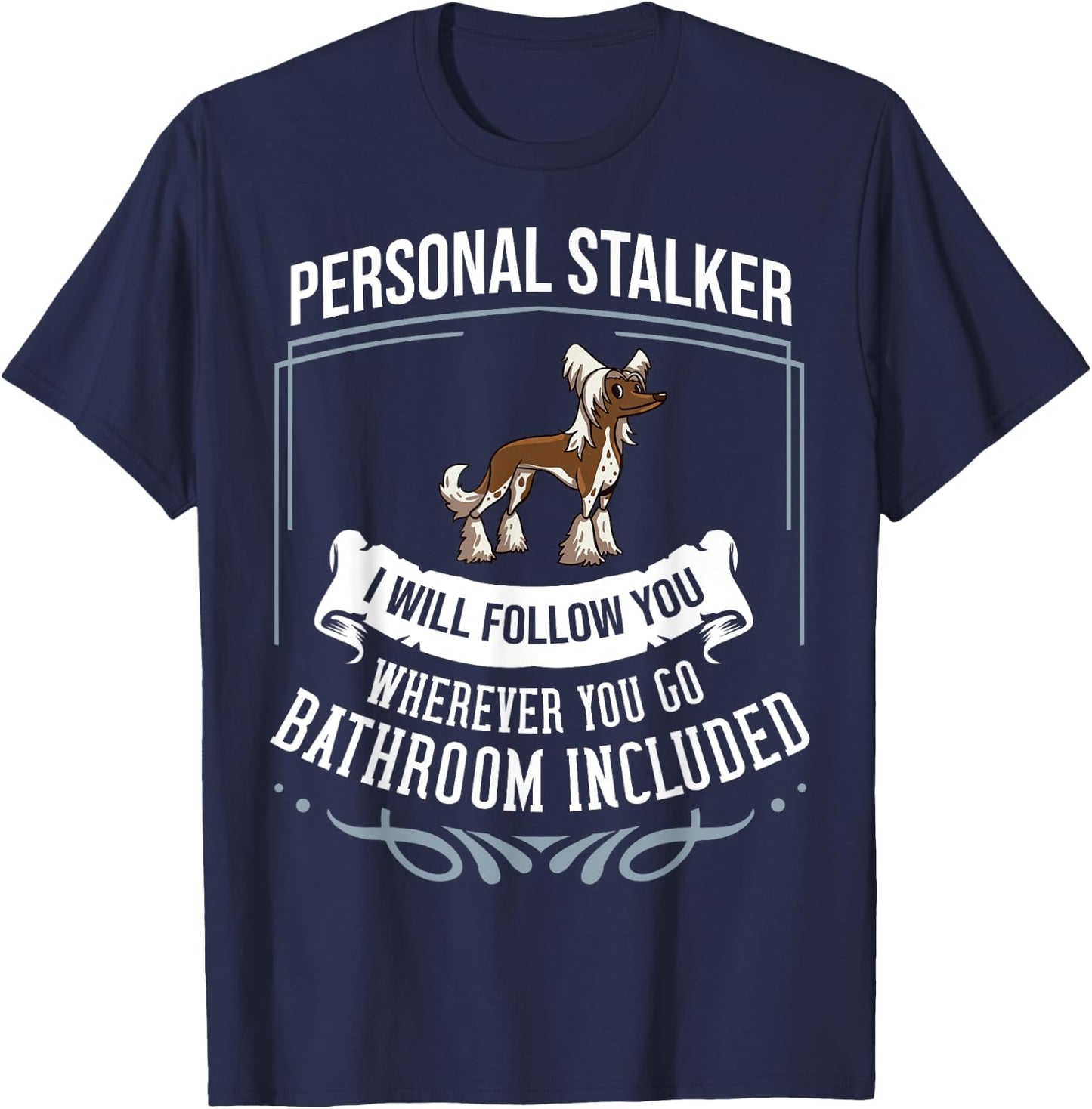 Chinese Crested Powderpuff Dog Gift Puppies Owner Lover Men Women Girls Kids T-Shirt - T-Shirt | Navy