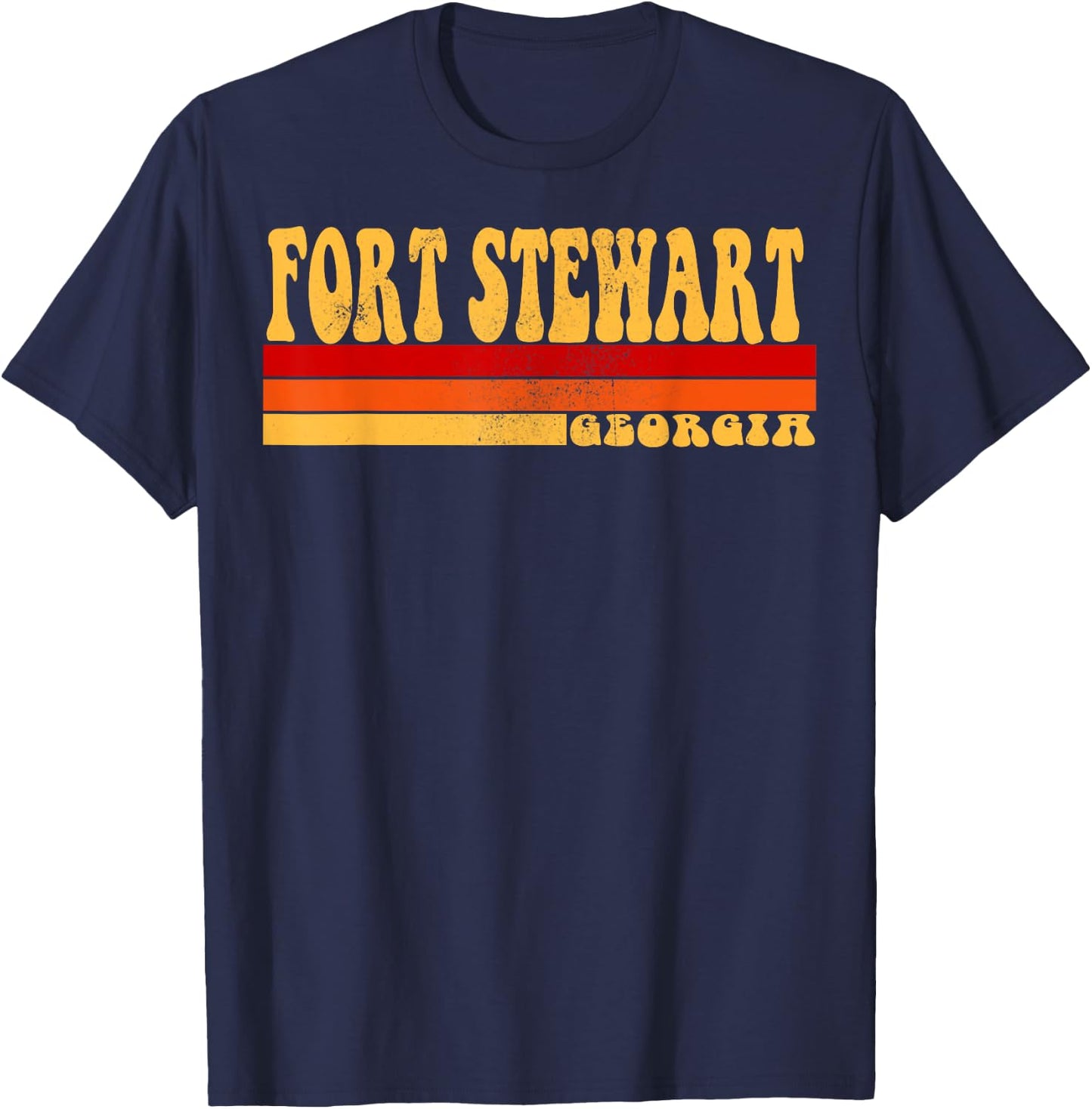 FORT STEWART Georgia City Vintage Roots Retro Design 70s 80s T-Shirt - T-Shirt | Navy