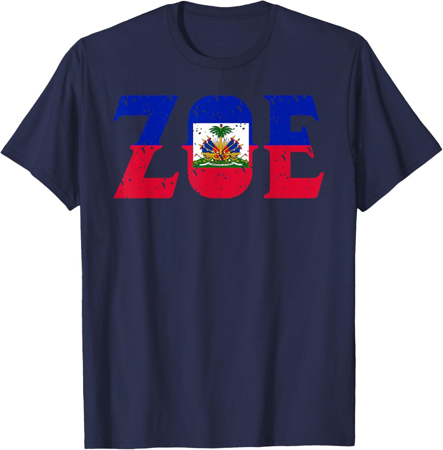 Zoe | Cute Haiti Honored Flag Day Gift T-Shirt - T-Shirt | Navy