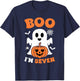 Ghost Boo I'm Seven Year 7th Birthday Boys Halloween Groovy T-Shirt - T-Shirt | Navy
