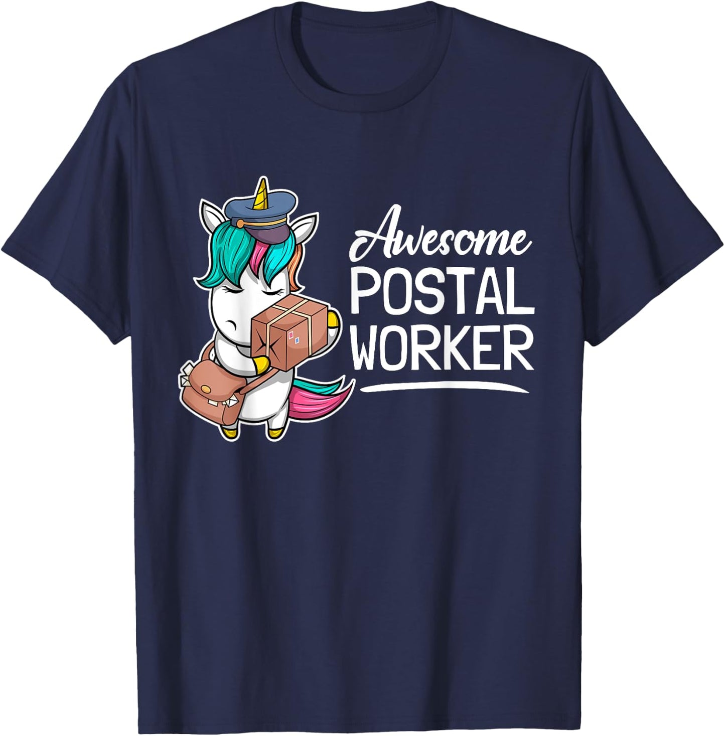 Funny Postal Worker Mailman I Awesome Unicorn Postman T-Shirt - T-Shirt | Navy