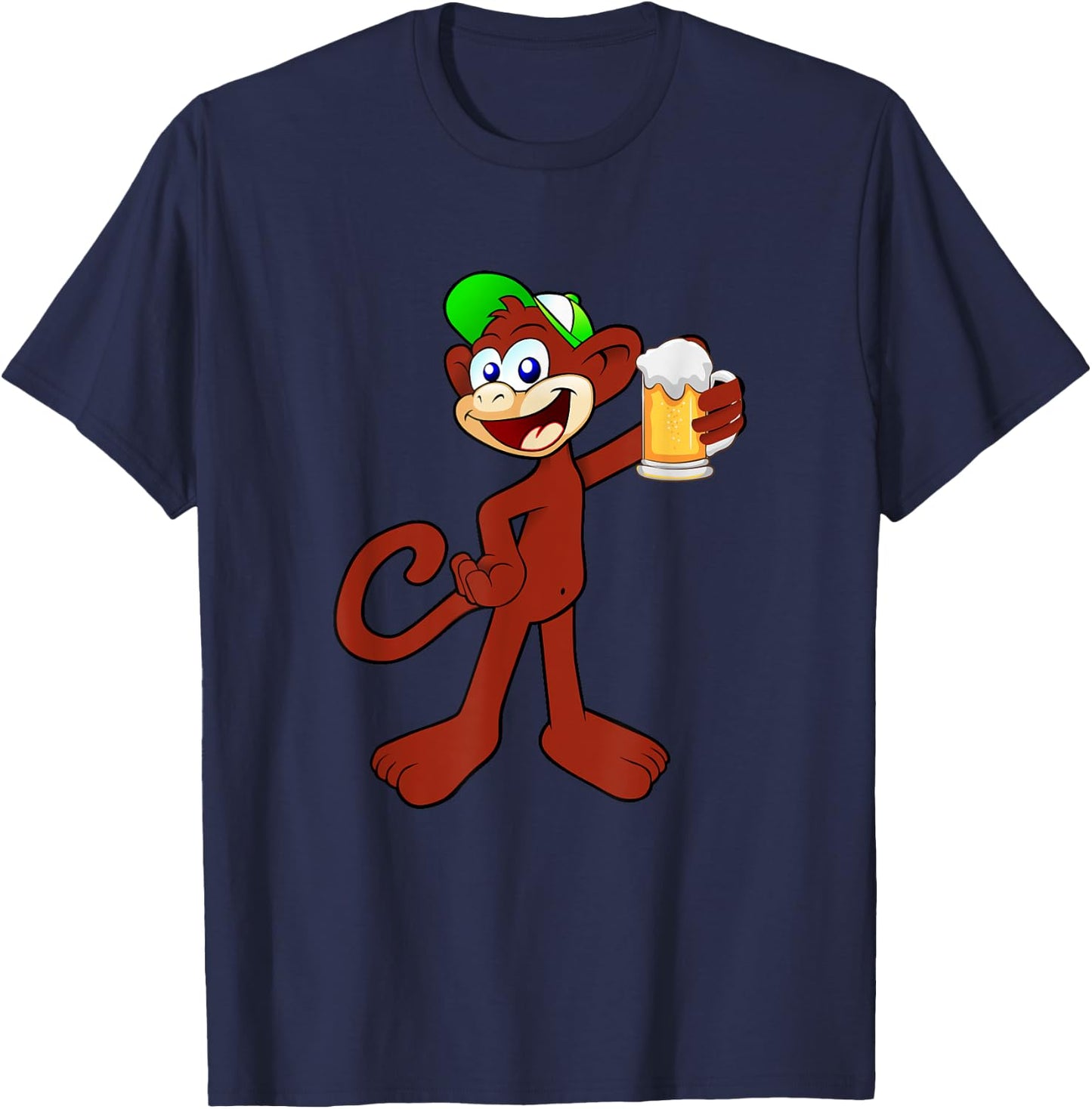 Beer Drinking Monkey Funny Beer Lovers Trendy Gag Gift T-Shirt - T-Shirt | Navy