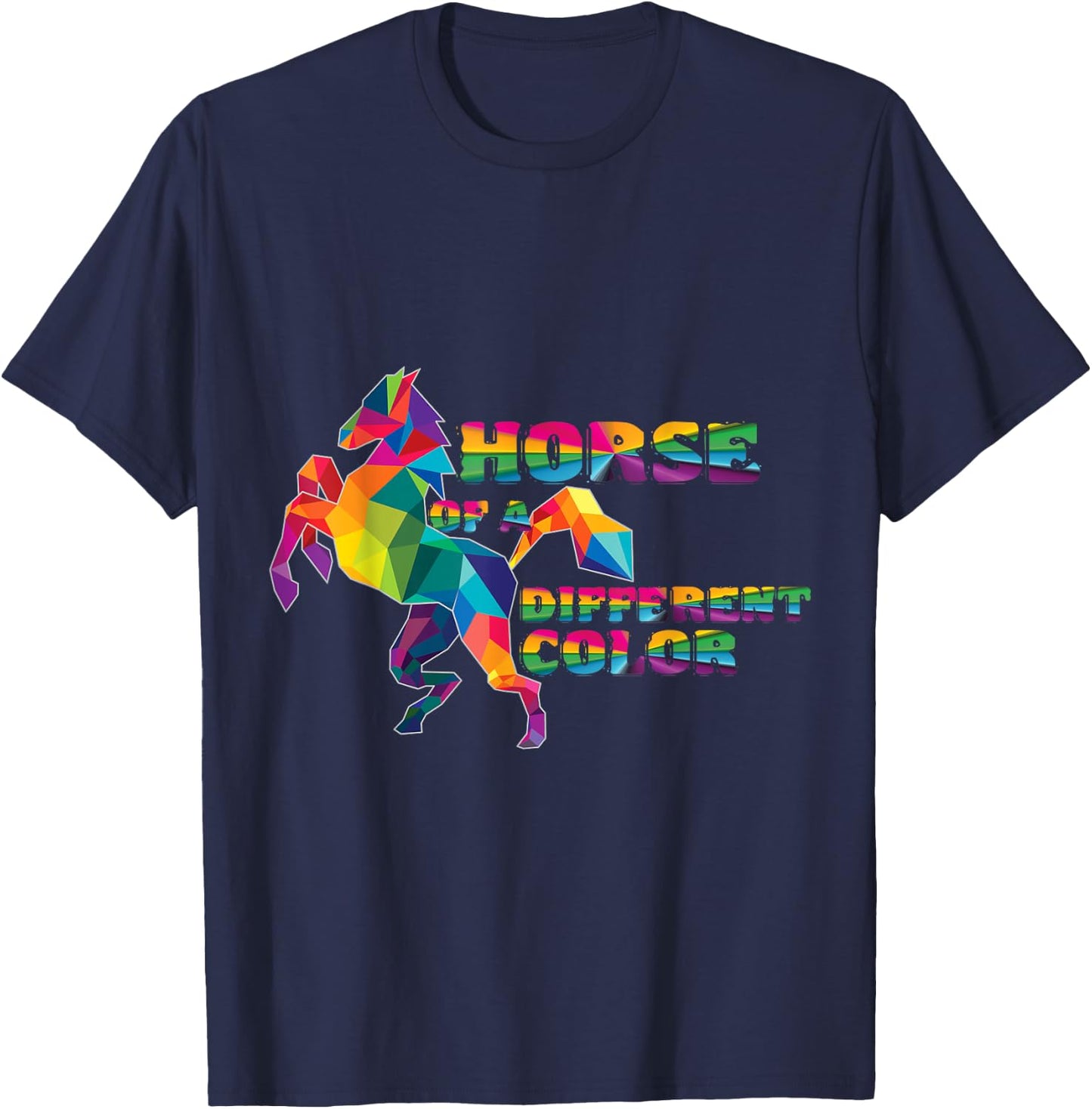 Horse of a different color, Rainbow Horse T-Shirt - T-Shirt | Navy