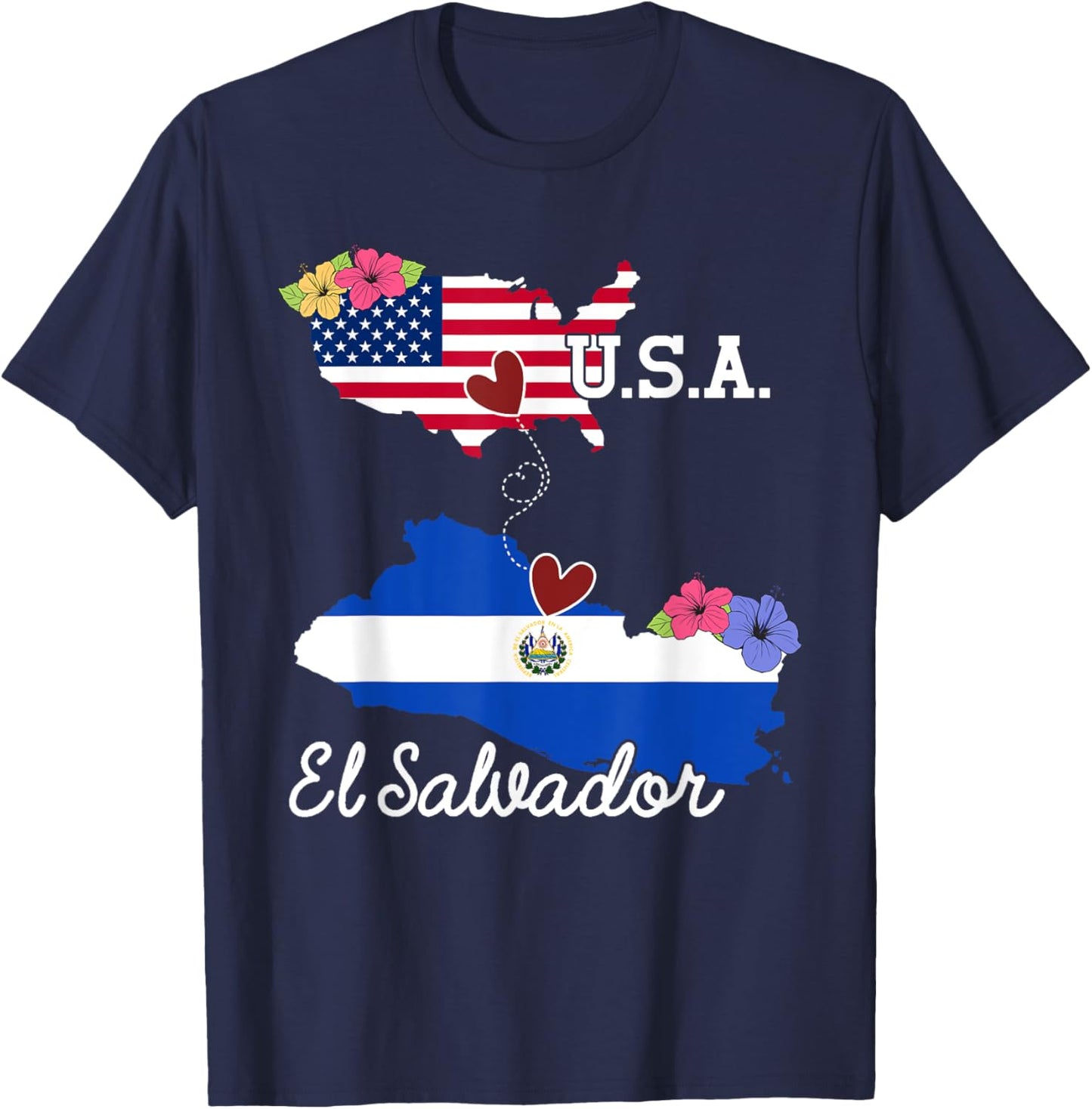 El Salvador USA American Flag Salvadorian El Salvador Flag Men T-Shirt - T-Shirt | Navy