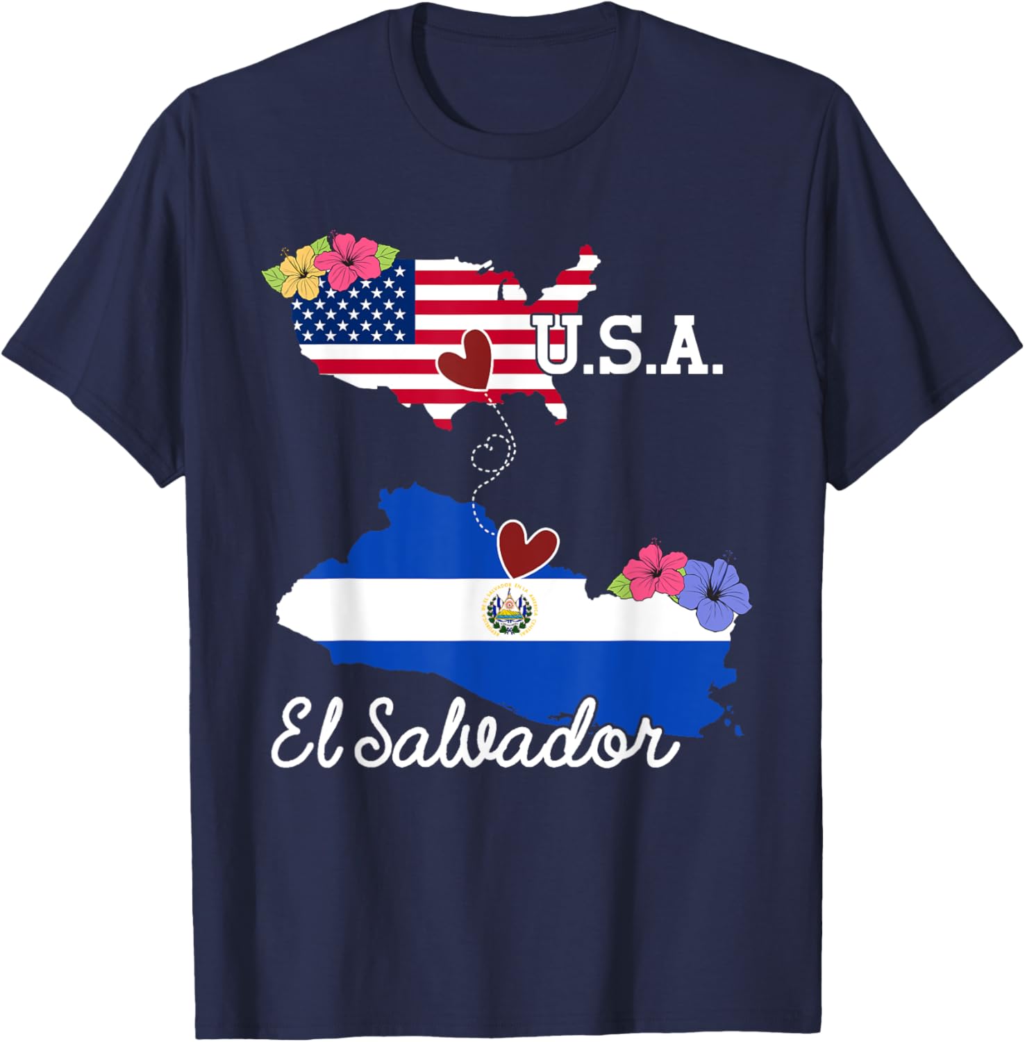El Salvador USA American Flag Salvadorian El Salvador Flag Men T-Shirt - T-Shirt | Navy