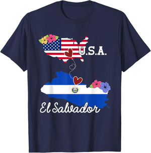 El Salvador USA American Flag Salvadorian El Salvador Flag Men T-Shirt - T-Shirt | Navy