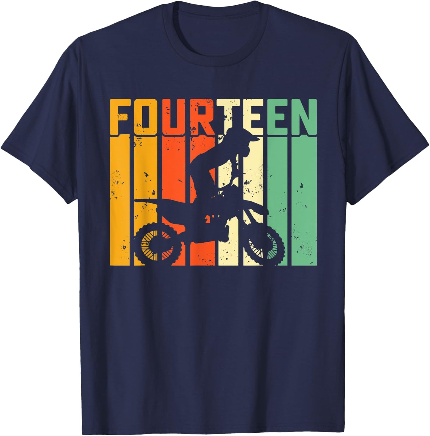 14th Birthday Motocross Turning 14 Dirtbiking Boys Dirt Bike T-Shirt - T-Shirt | Navy