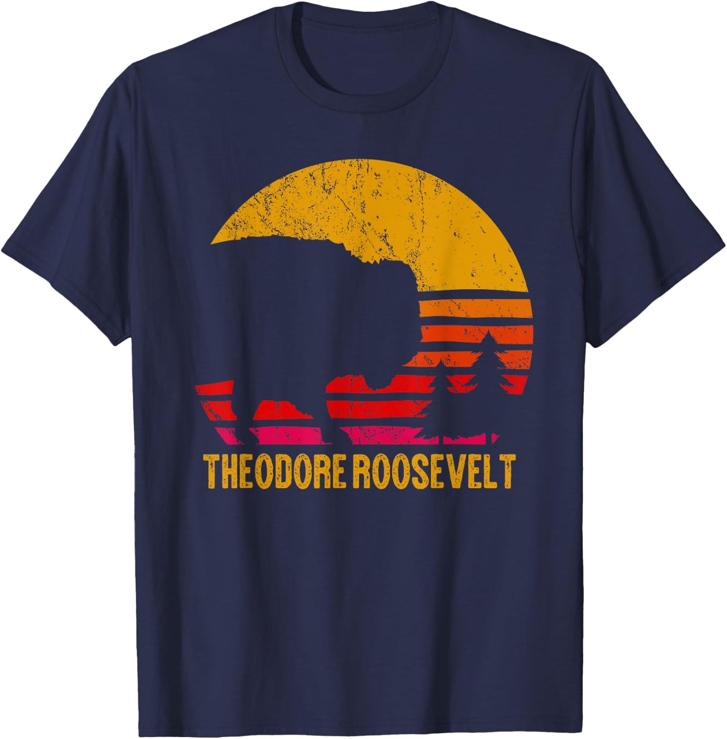 Theodore Roosevelt National Park Vintage Buffalo Bison Gift T-Shirt - T-Shirt | Navy