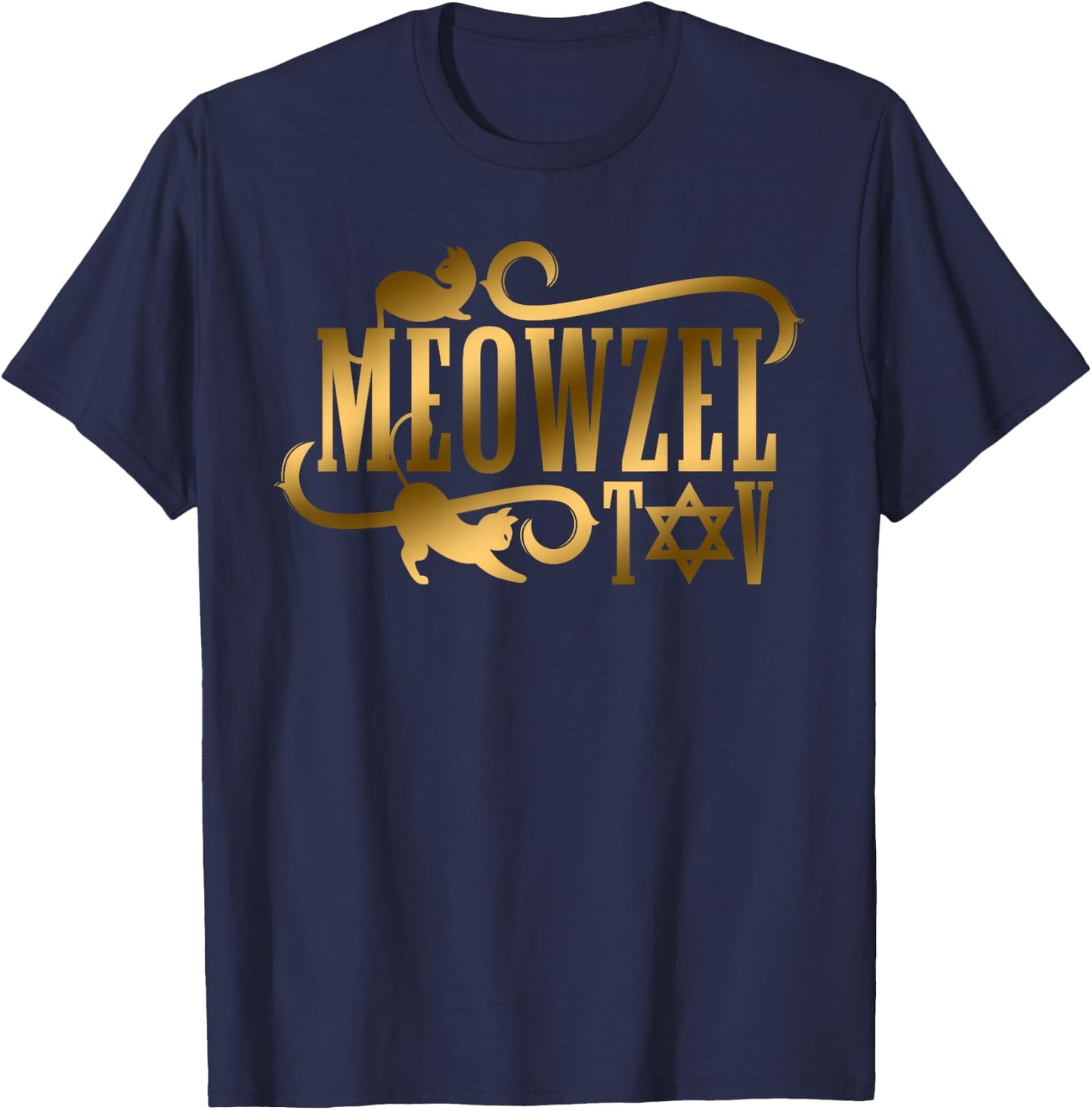 Funny Meowzel Tov Jewish Cat Lover Bar Bat Mitzvah Wedding T-Shirt - T-Shirt | Navy