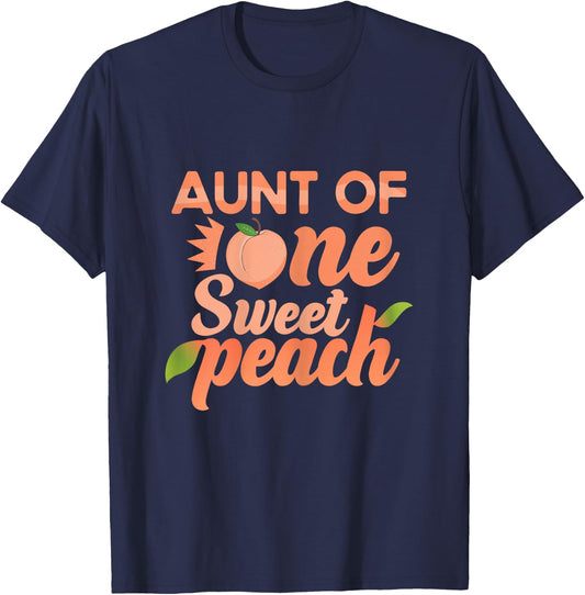 Aunt First Birthday One Sweet Peach Bday Family Matching T-Shirt - T-Shirt | Navy