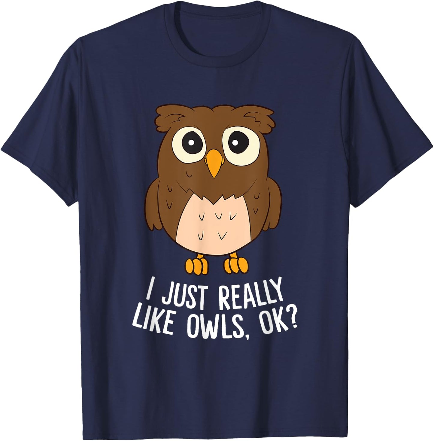 Cute Bird -Adults Owl Lovers Funny Owl Graphic Black Small T-Shirt - T-Shirt | Navy