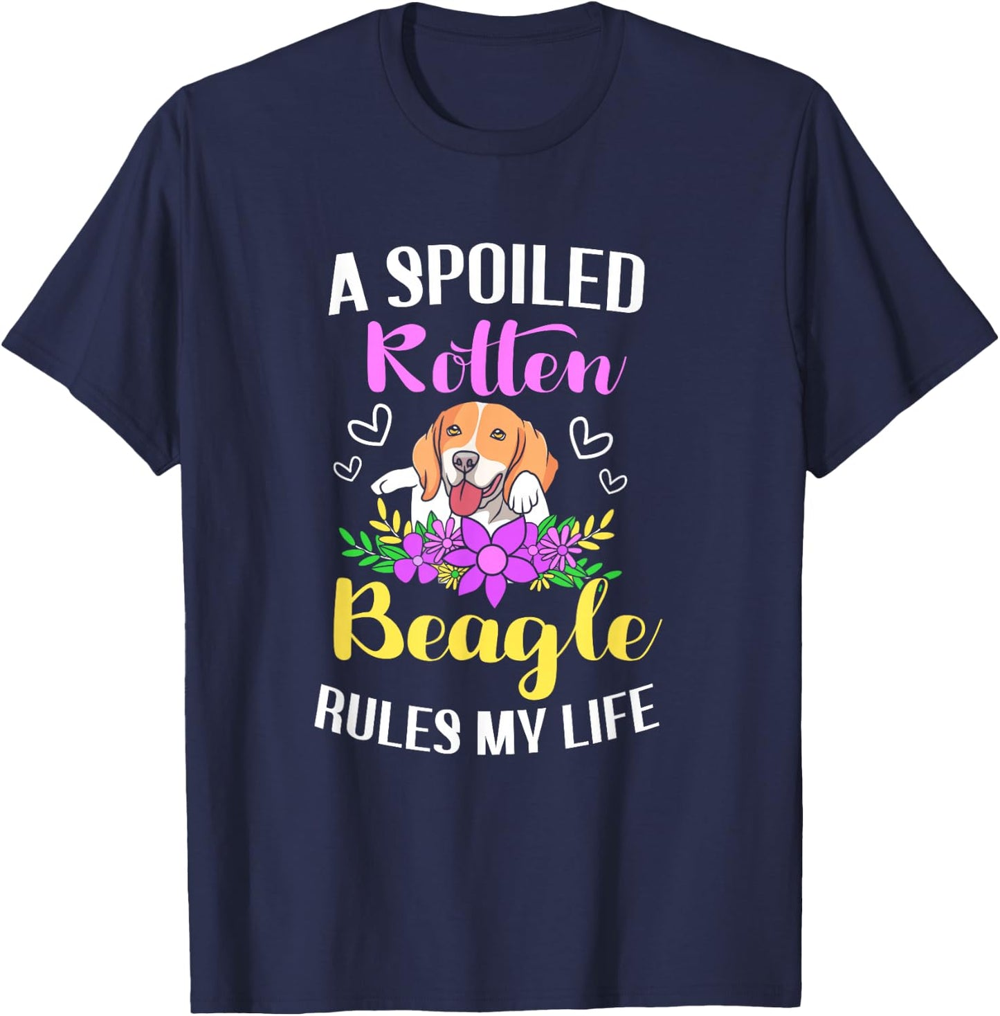 Funny Beagle Mom Spoiled Rotten Dog Women Kids T-Shirt - T-Shirt | Navy
