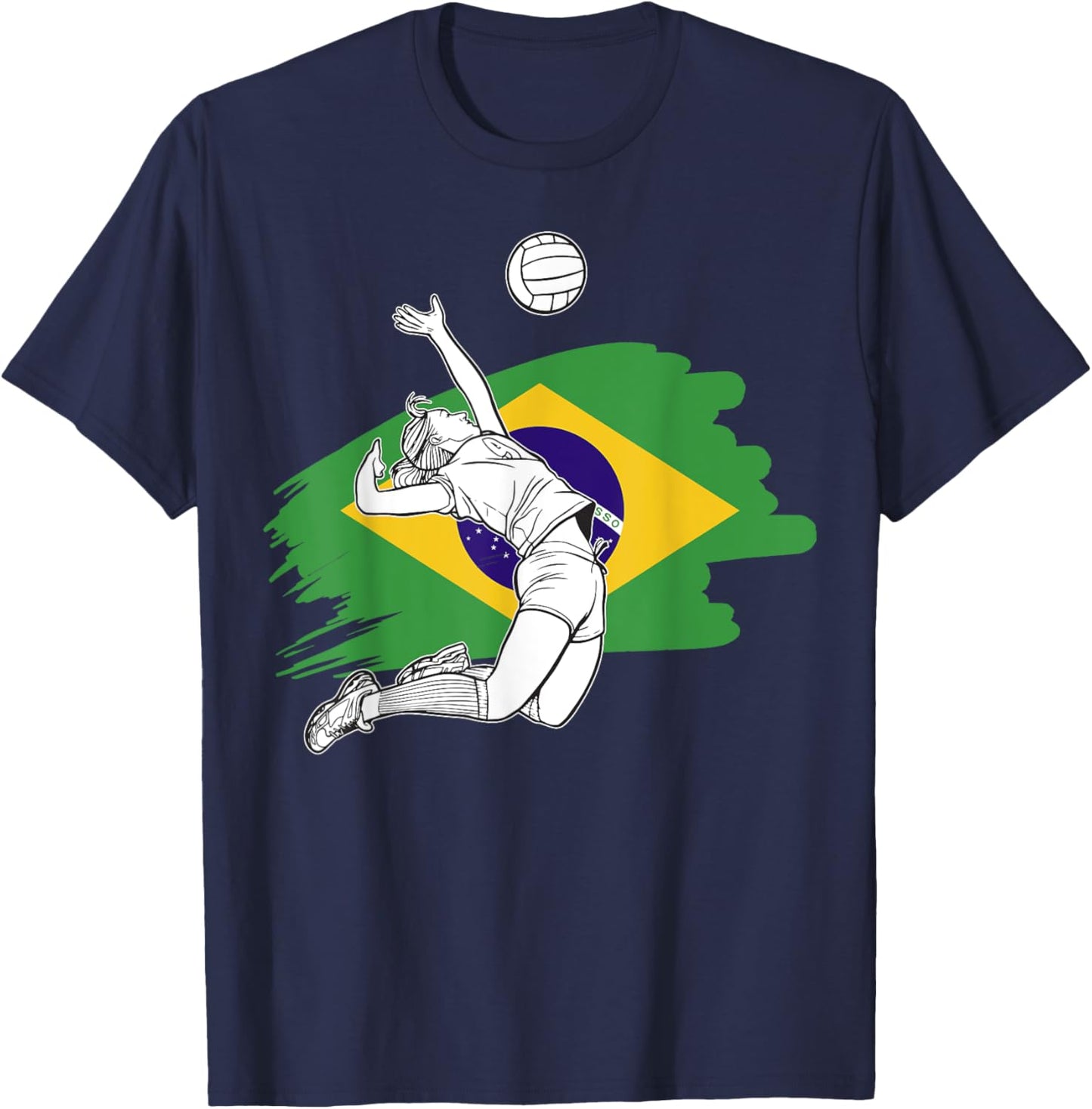 Volleyball player with the flag of Brazil T-Shirt - T-Shirt | Navy