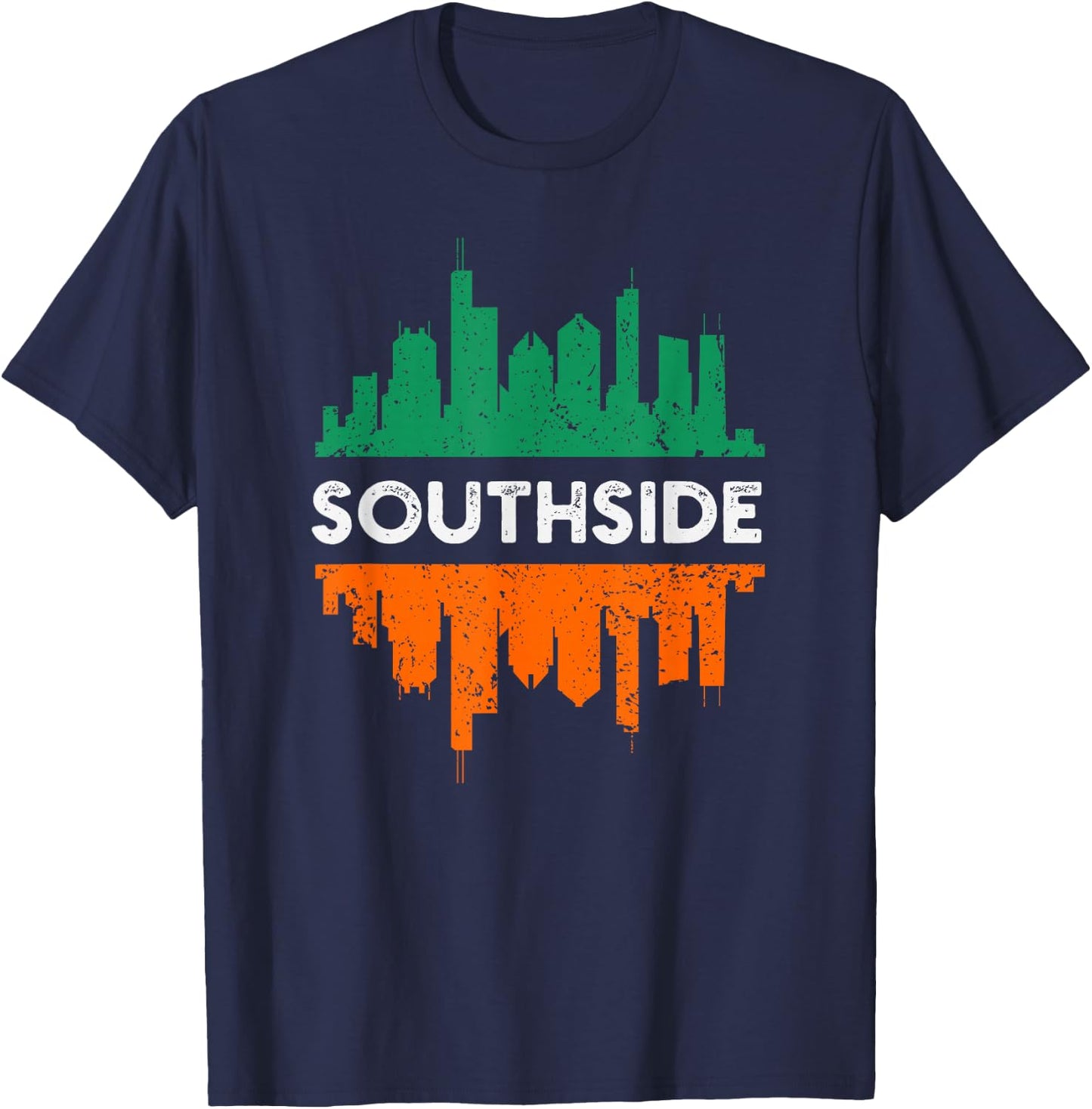 Southside Chicago St Patrick's day parade Irish flag skyline T-Shirt - T-Shirt | Navy