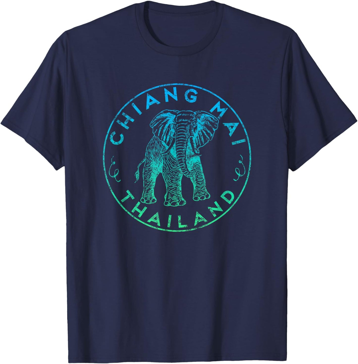 Chiang Mai Thailand Elephant Digital Nomads Asian Travel T-Shirt - T-Shirt | Navy