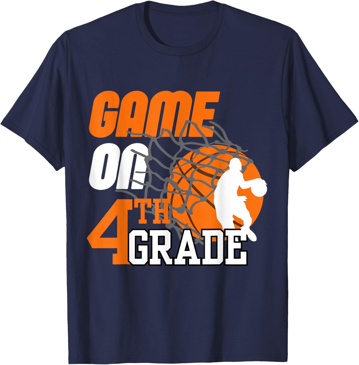 Boys Game On 4th Grade Basketball Back To School Teacher Kid T-Shirt - T-Shirt | Navy