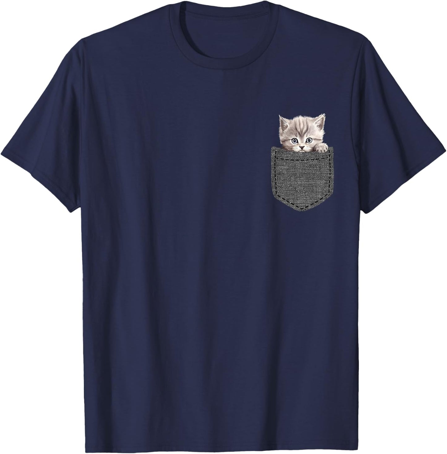 Cat in Pocket T-Shirt - T-Shirt | Navy