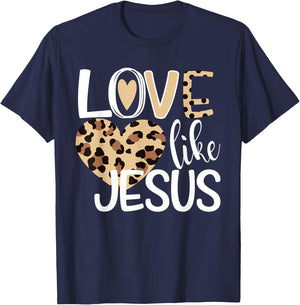 Love Like Jesus Leopard Print T-Shirt - T-Shirt | Navy