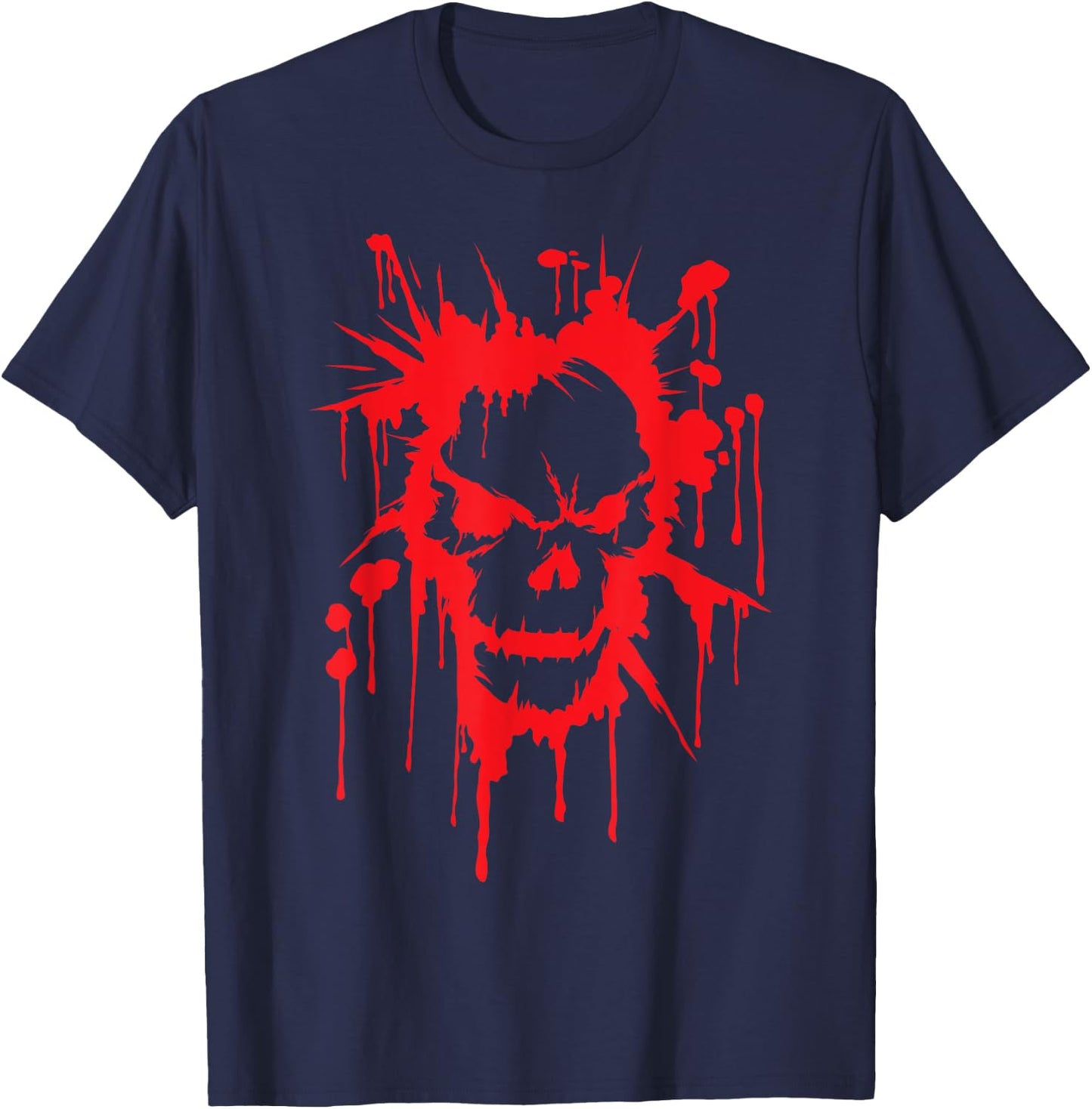 Bloody Skull | Bloodstain With Dead Face | Heavy Metal T-Shirt - T-Shirt | Navy