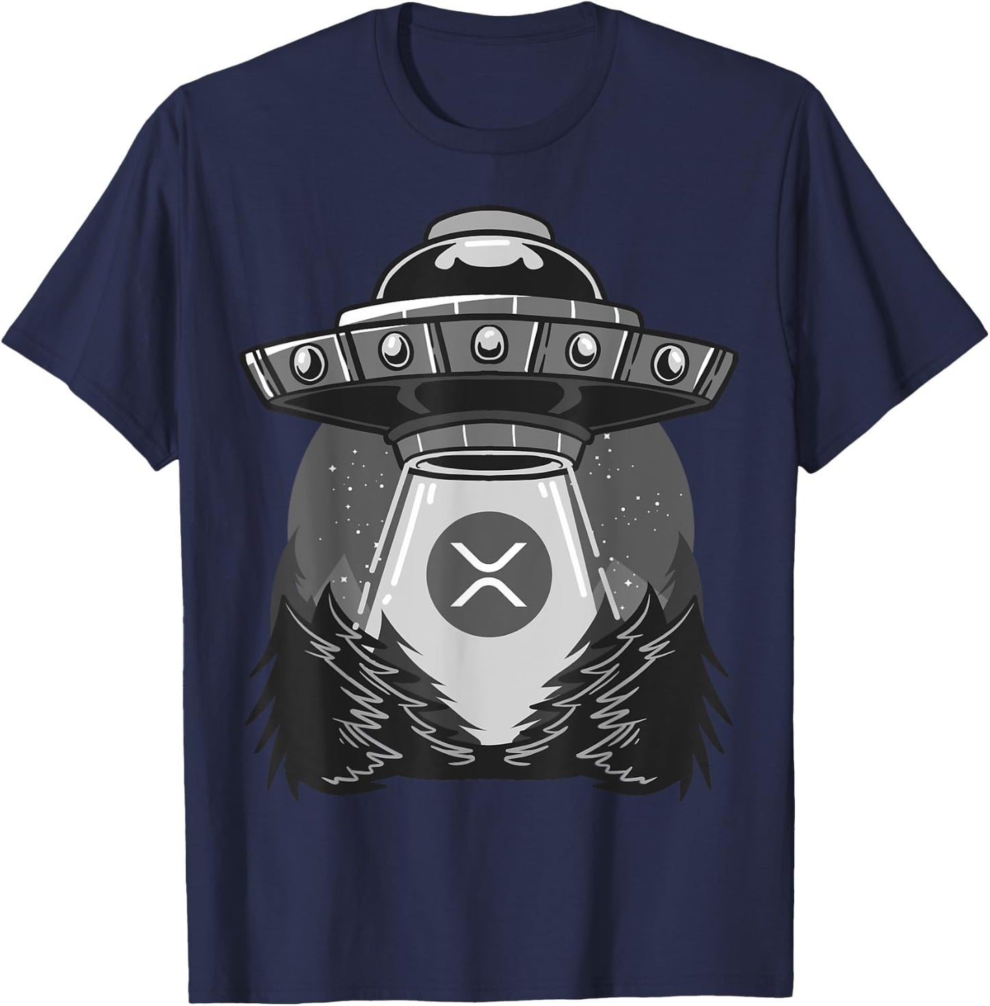 Spaceship UFO XRP Cryptocurrency T-Shirt - T-Shirt | Navy