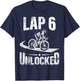 6th Birthday Party Lap 6 Unlocked 6 Year Old Cyclist Bike T-Shirt - T-Shirt | Navy