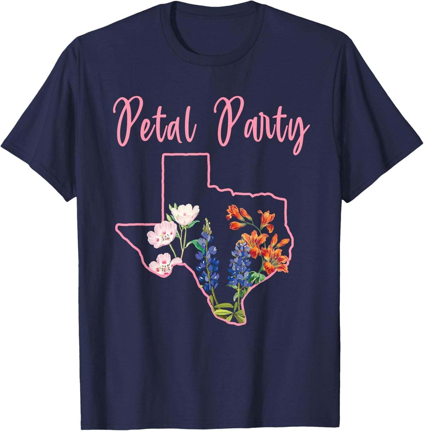 Wildflower Fields Wildflowers Bluebonnet Texas Spring T-Shirt - T-Shirt | Navy