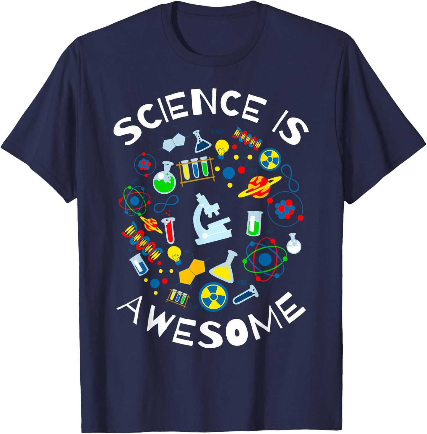 Science is Awesome Funny Geek Nerd Gift Teacher STEM Women Kids T-Shirt - T-Shirt | Navy