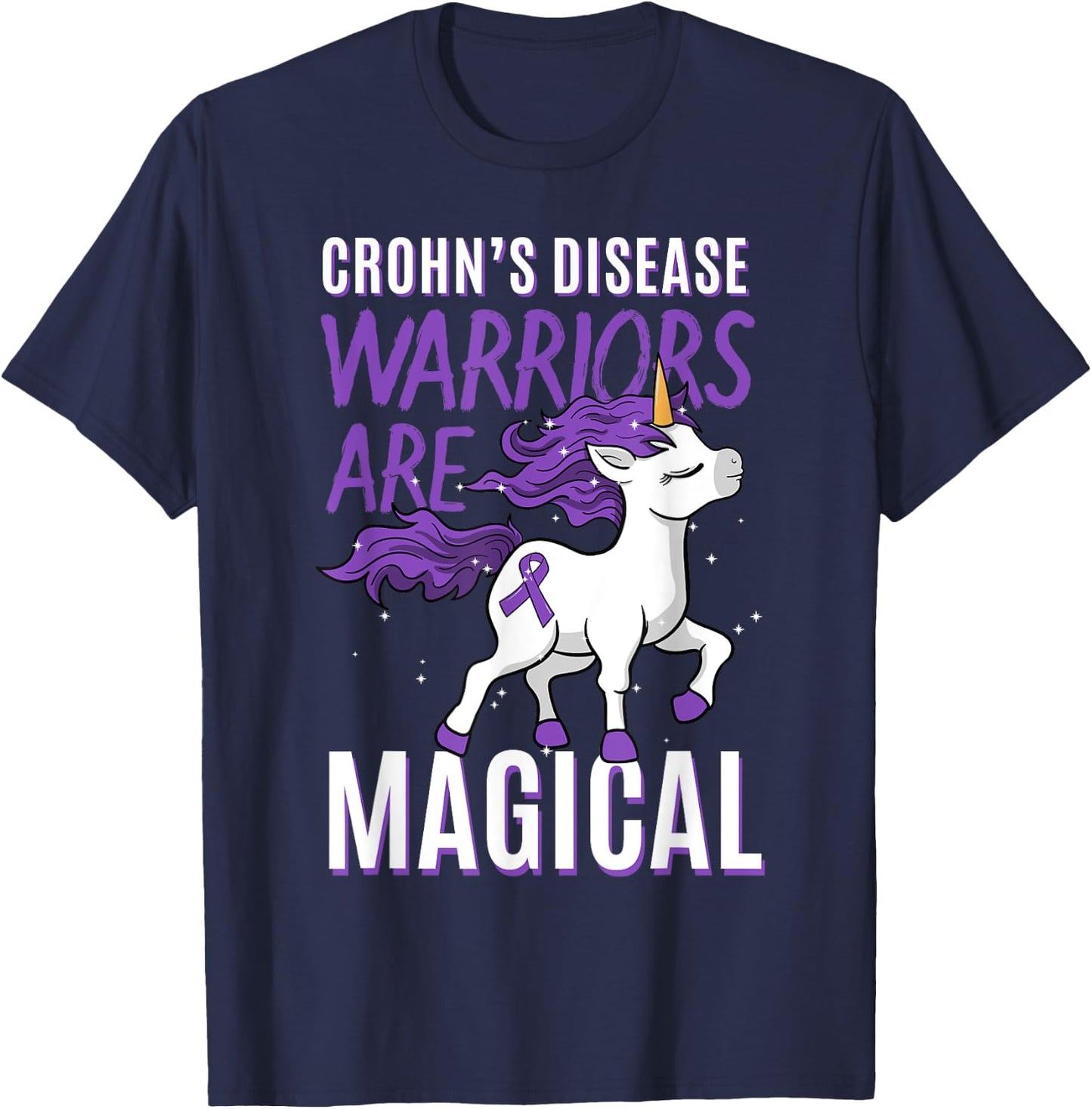 Crohn's Disease Awareness Regional Enteritis Unicorn Lover T-Shirt - T-Shirt | Navy