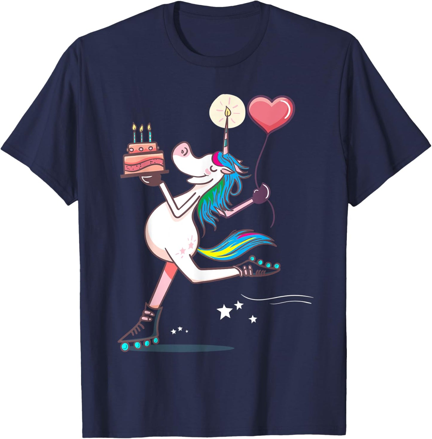Funny Unicorn Skating Birthday Rainbow Magical Girl Gifts T-Shirt - T-Shirt | Navy