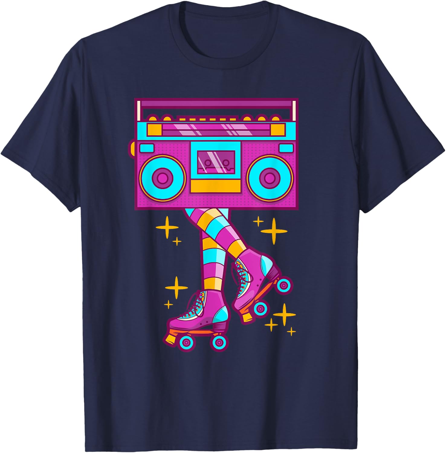 Retro Rollerskates Funny 80's Roller Disco Skating Girl Gift T-Shirt - T-Shirt | Navy