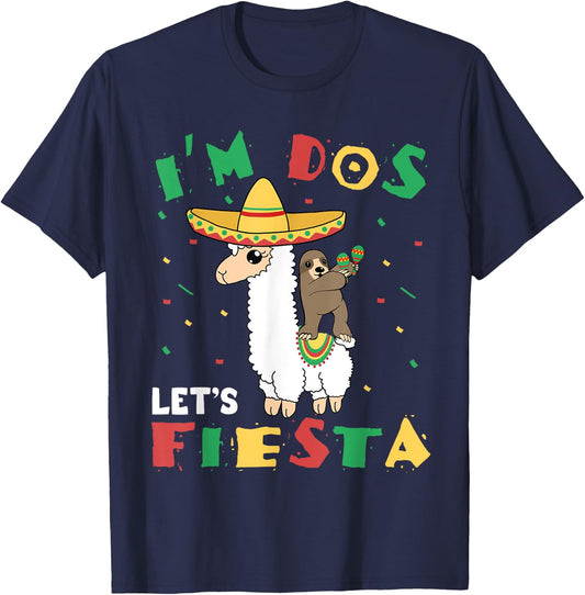 I'm Dos Let's Fiesta 2nd Birthday 2 Year Old Taco Twosday T-Shirt - T-Shirt | Navy