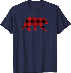 Red Buffalo Check Vintage Bear for Gay Bear Pride T-Shirt - T-Shirt | Navy