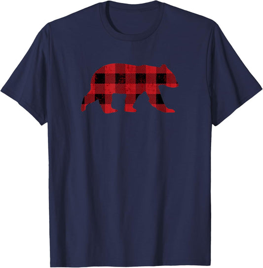 Red Buffalo Check Vintage Bear for Gay Bear Pride T-Shirt - T-Shirt | Navy
