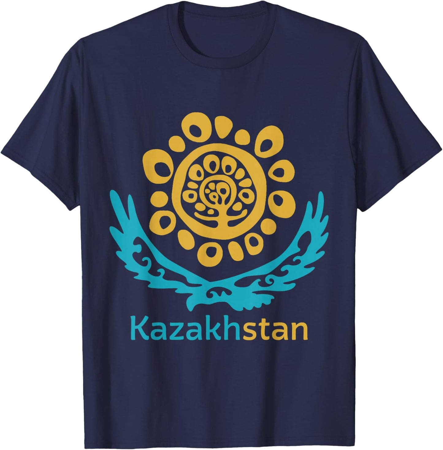 Republic of Kazakhstan Qazaqstan Kazakh Kazakh Flag T-Shirt - T-Shirt | Navy