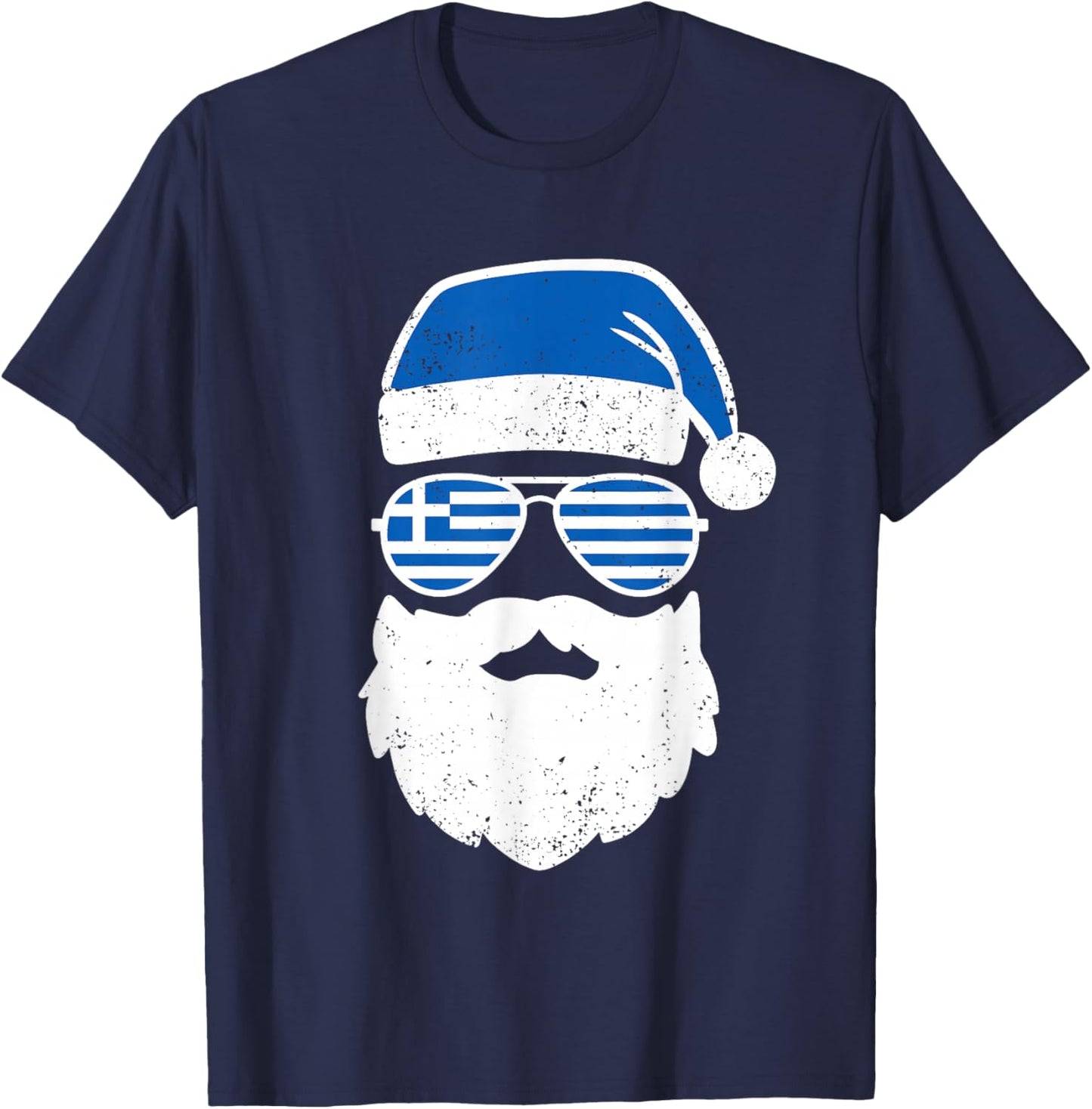 Greek Orthodox Christmas Santa Claus Greece Flag Greek T-Shirt - T-Shirt | Navy