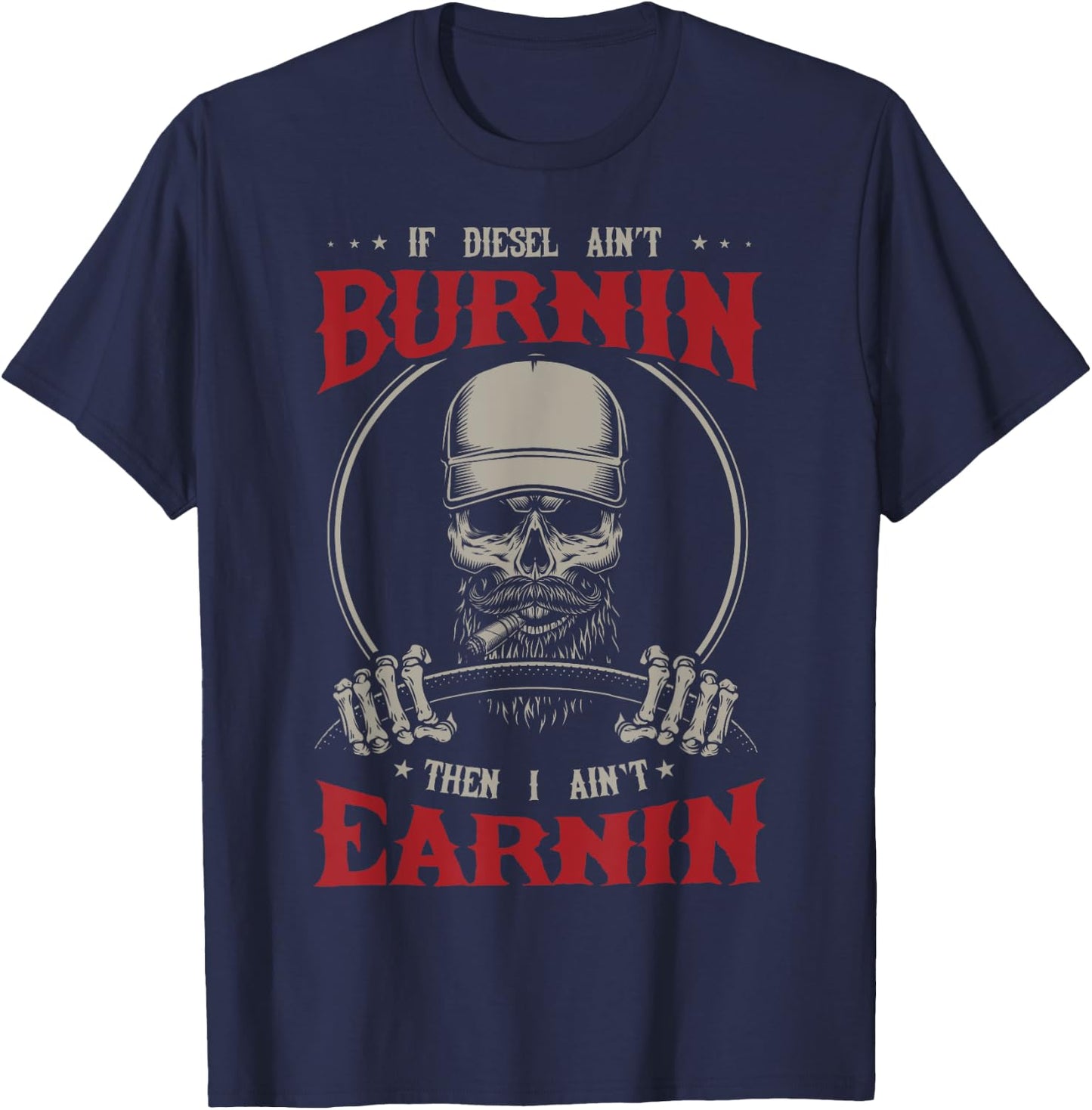 Funny Diesel Trucker Big Rig Semi-Trailer Beard Truck Driver T-Shirt - T-Shirt | Navy