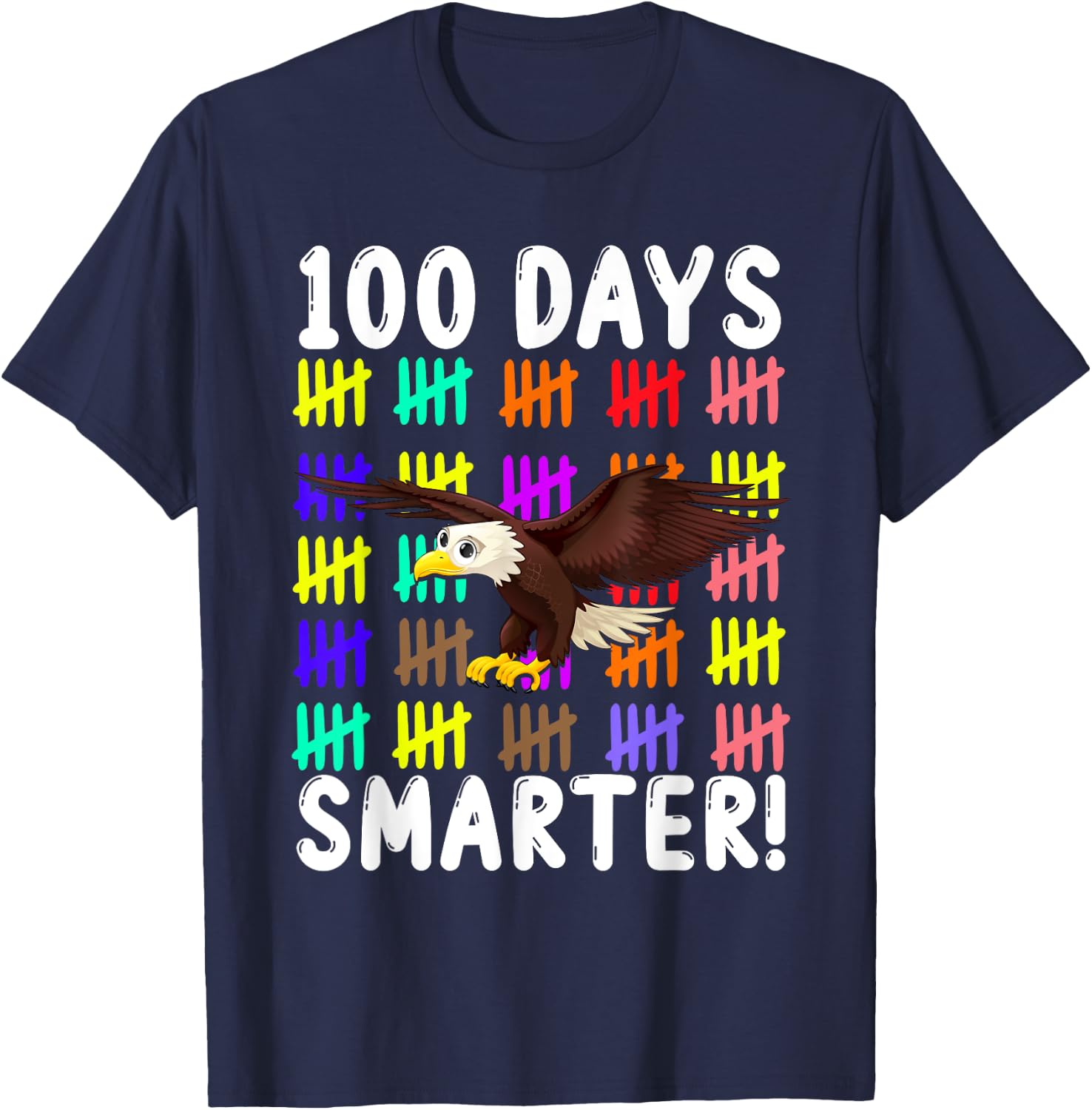 Animal Bird Cute Eagle Student Kids Gift 100 Days Of School T-Shirt - T-Shirt | Navy