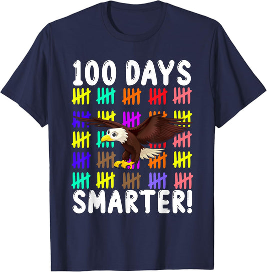 Animal Bird Cute Eagle Student Kids Gift 100 Days Of School T-Shirt - T-Shirt | Navy