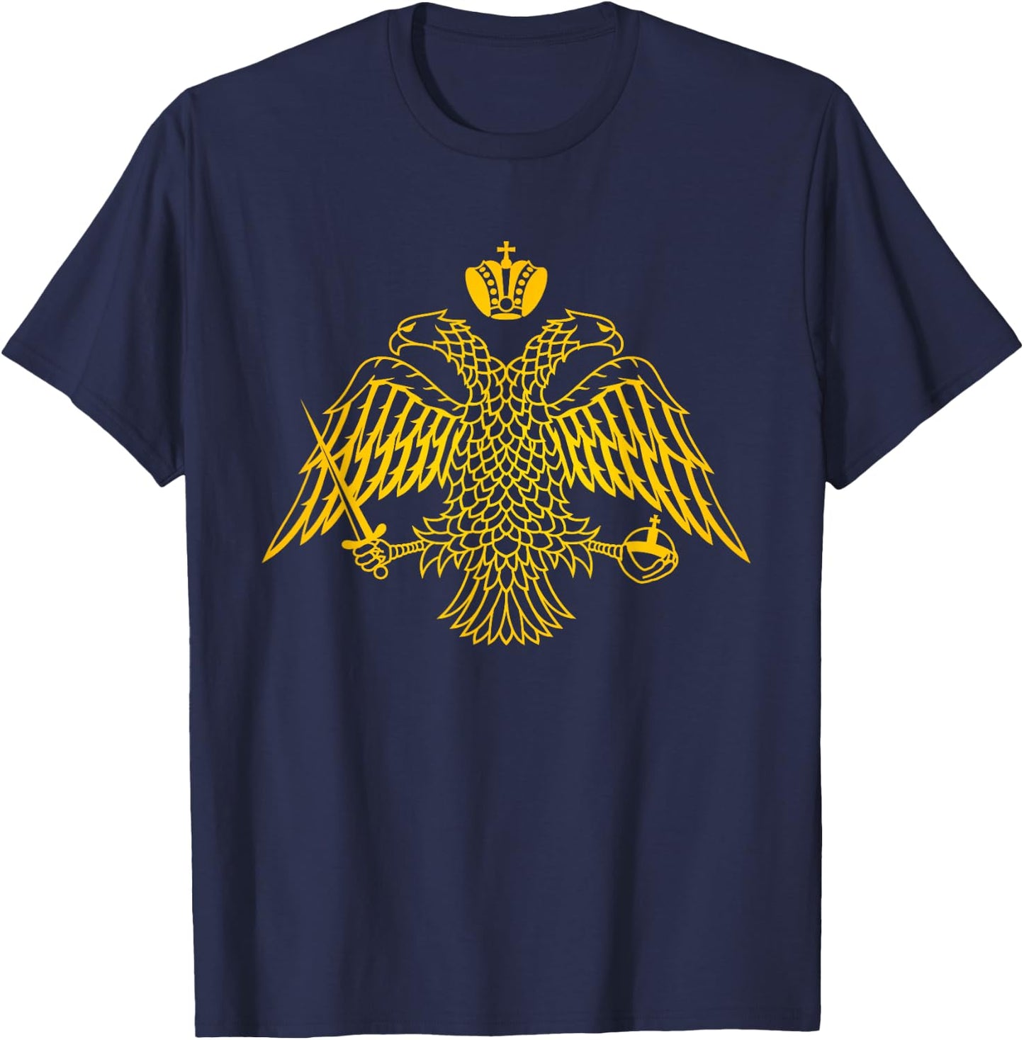 Double Headed Eagle Byzantine & Christian Orthodox Emblem T-Shirt - T-Shirt | Navy