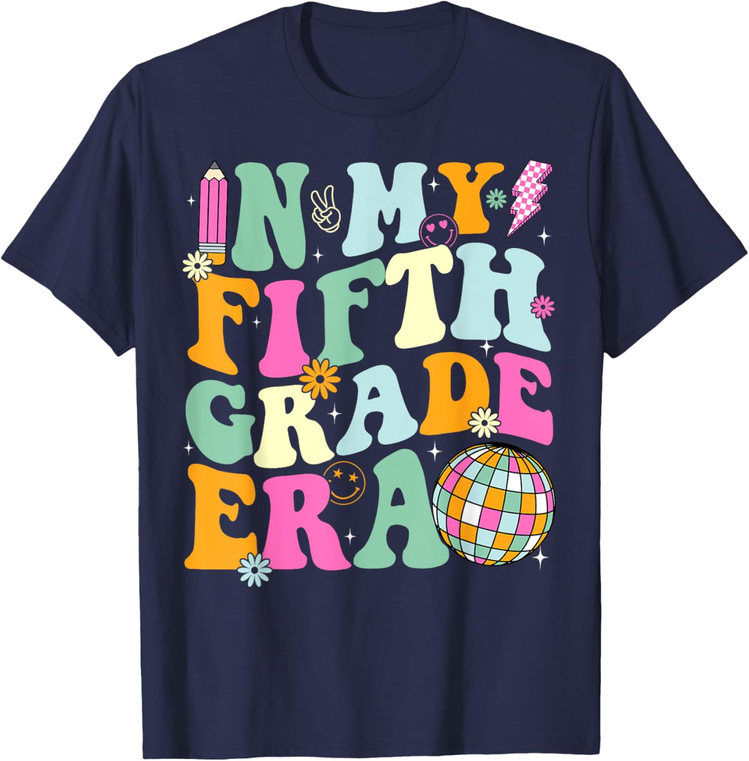 In My Fifth Grade Era Back To School 5th Grade Teacher T-Shirt - T-Shirt | Navy