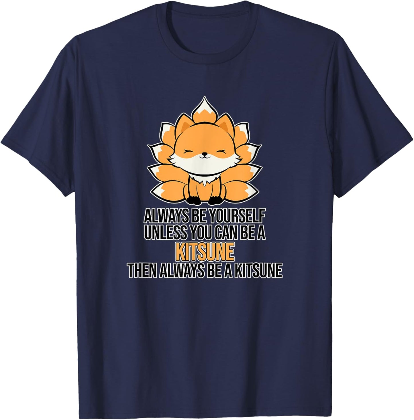 Japanese Fox Cute Funny Anime Kami Kawaii Kitsune Inari Fox T-Shirt - T-Shirt | Navy