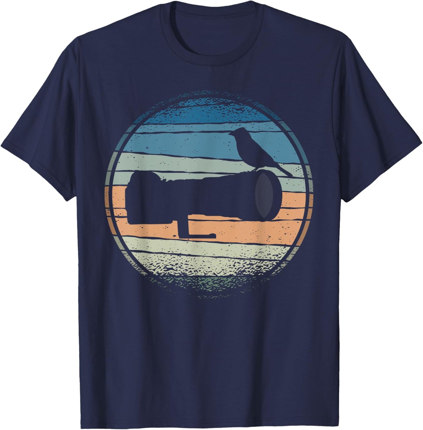 Nature Photography | Long Lens | Bird on Camera Vintage T-Shirt - T-Shirt | Navy