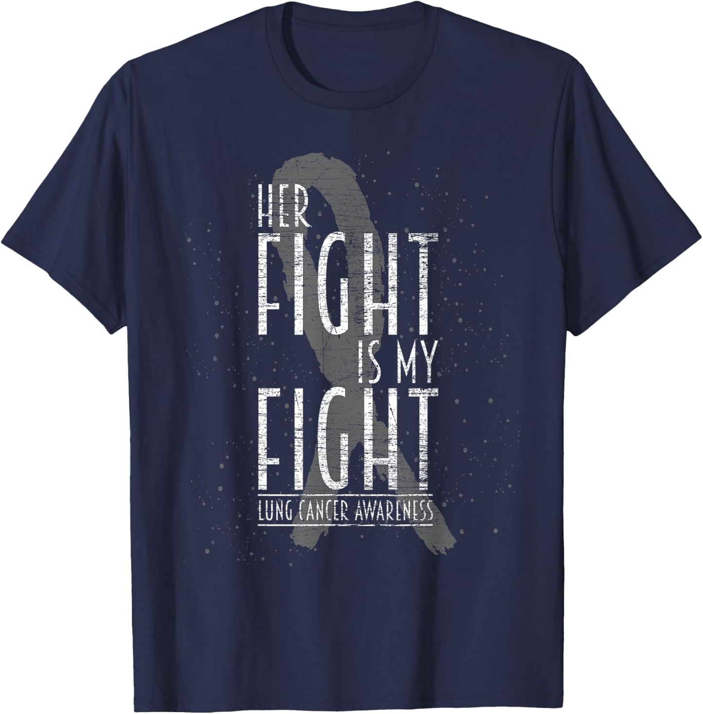 White Ribbon Women Support Lung Cancer Awareness T-Shirt - T-Shirt | Navy