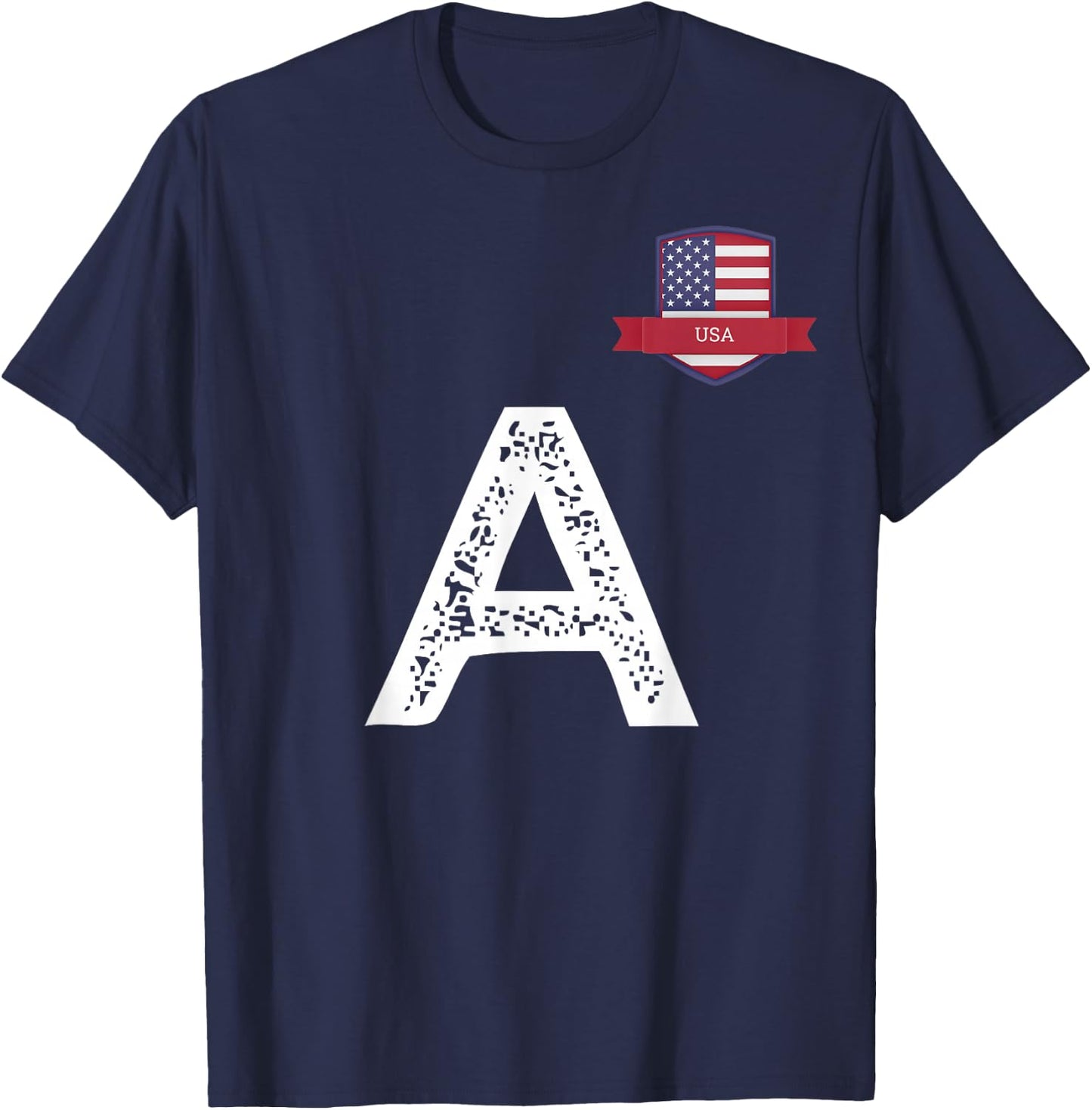 USA Human-Flag Letter A American USA T-Shirt - T-Shirt | Navy