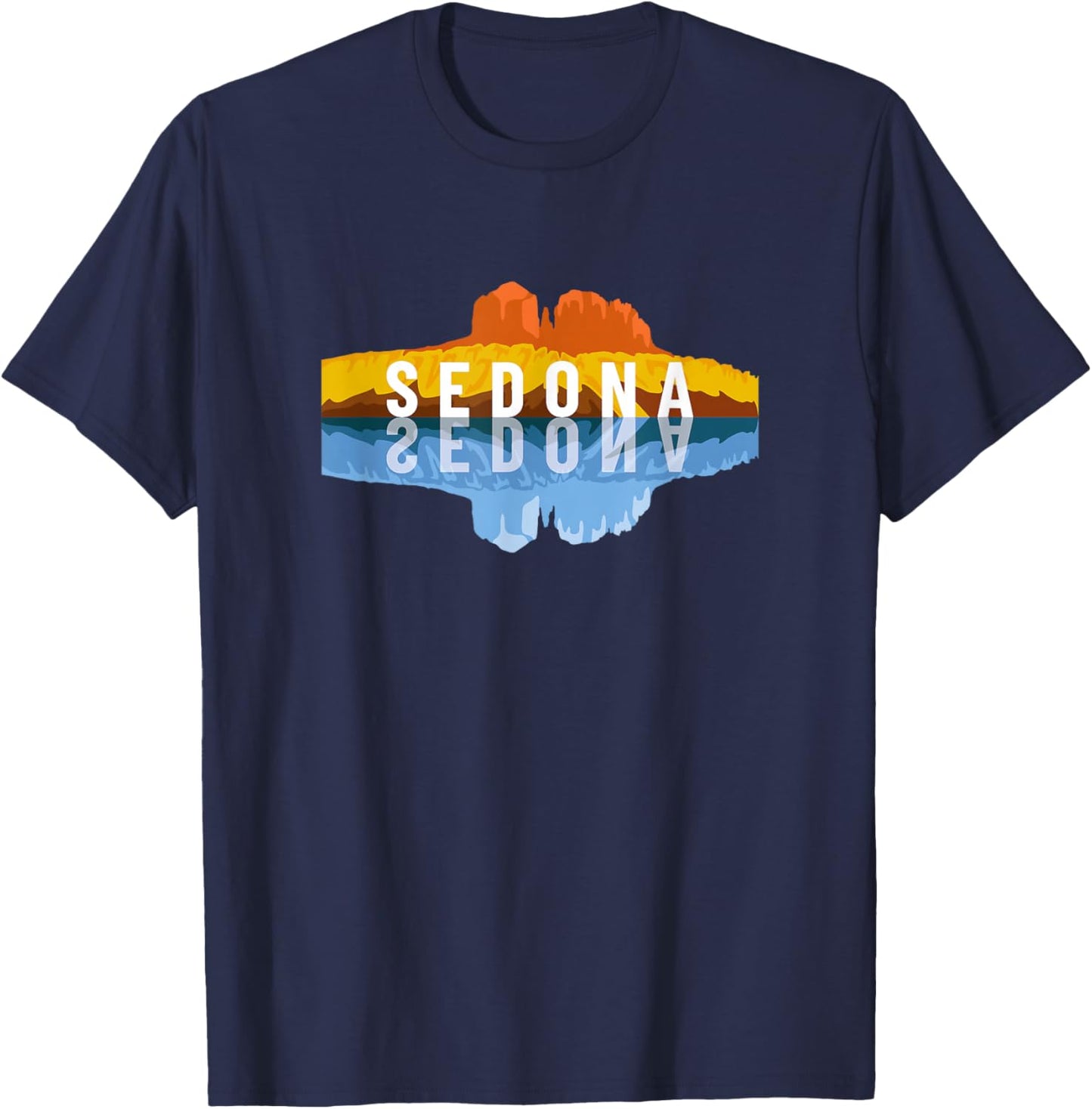 Sedona Arizona Mountain Reflections - Arizonan Climbing T-Shirt - T-Shirt | Navy