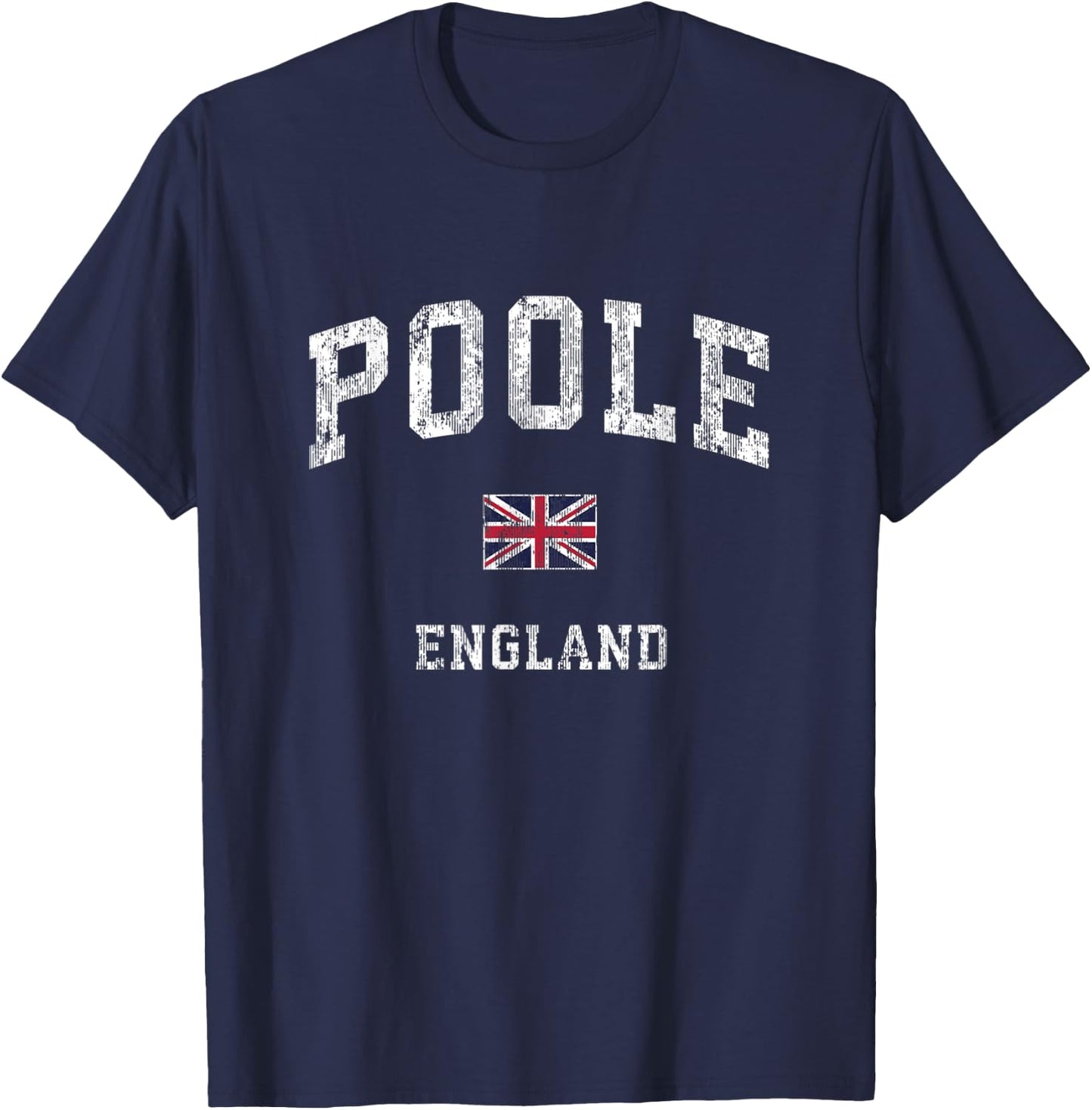 Poole England Vintage Athletic Sports Design T-Shirt - T-Shirt | Navy